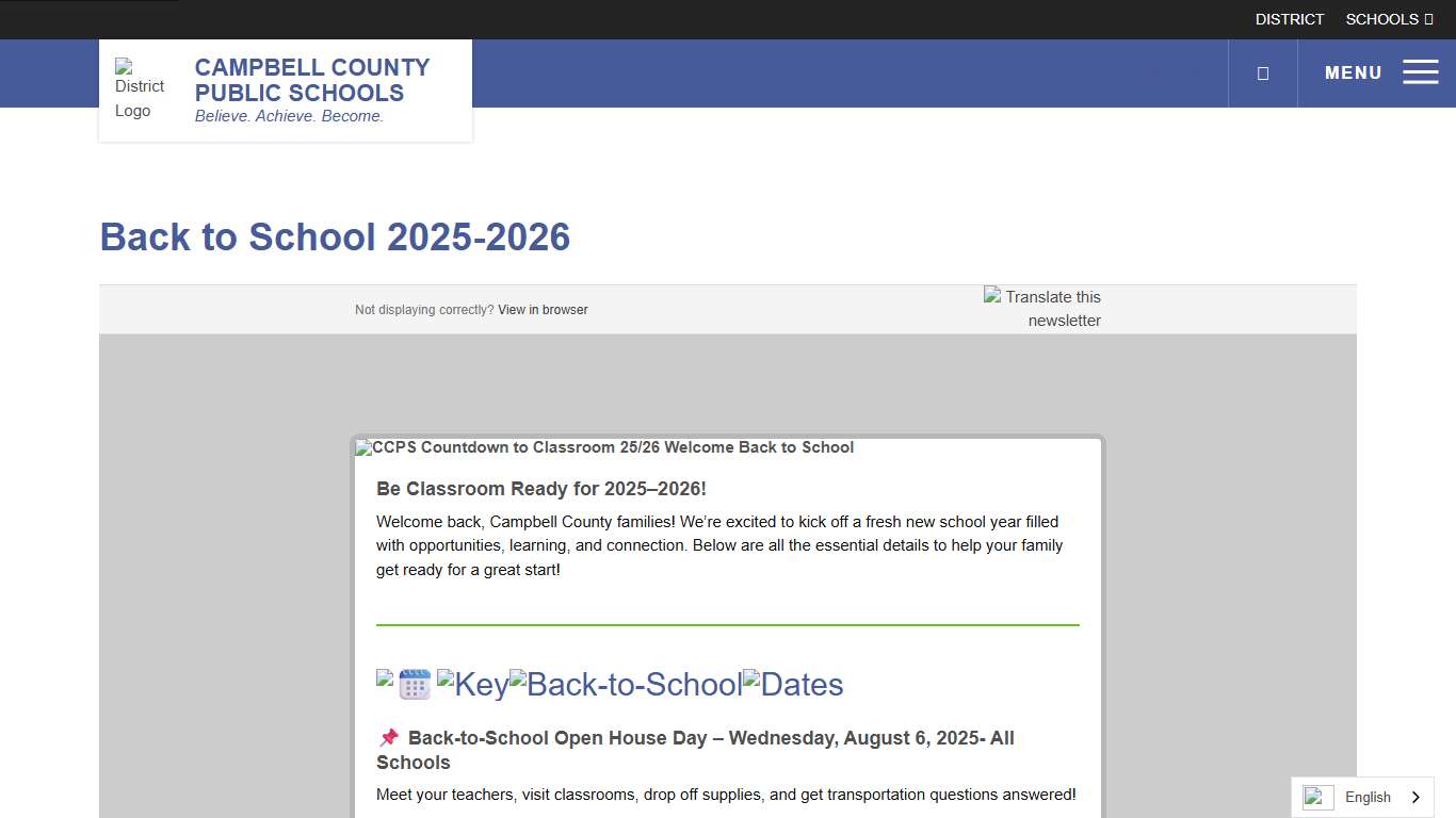 Back to School 2025-2026 - Campbell County Public Schools