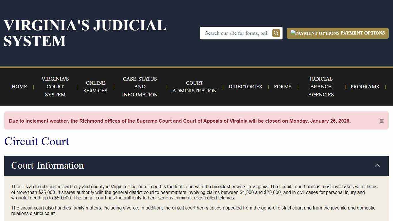 Circuit Court Virginia Court System